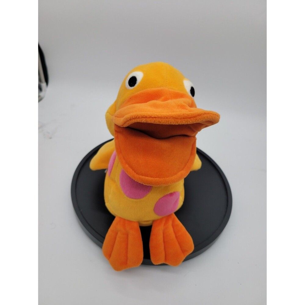 Gymboree Duck Hand Puppet Plush Orange Pink Polka Dots 10" Stuffed Toy